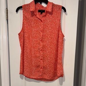 Sleeveless Red Button-Up Blouse banana republic size large p.